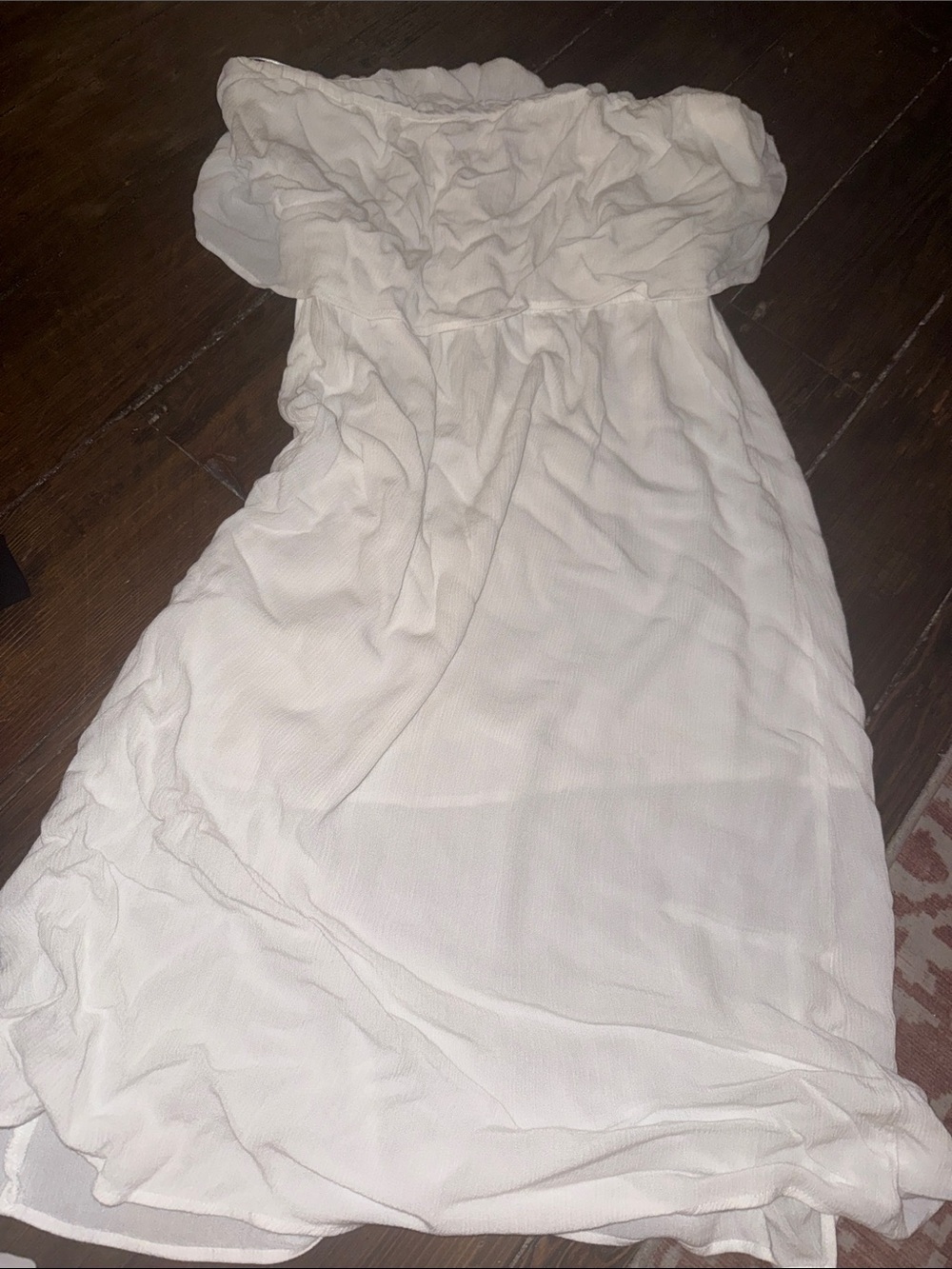 Wayf White Strapless Ruffle Sundress